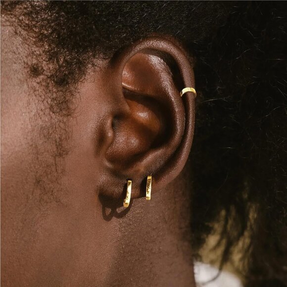 Women's Multiple Piercing Gold Hoop Cubic Zircon Jewelry Earrings - Picture 3 of 7